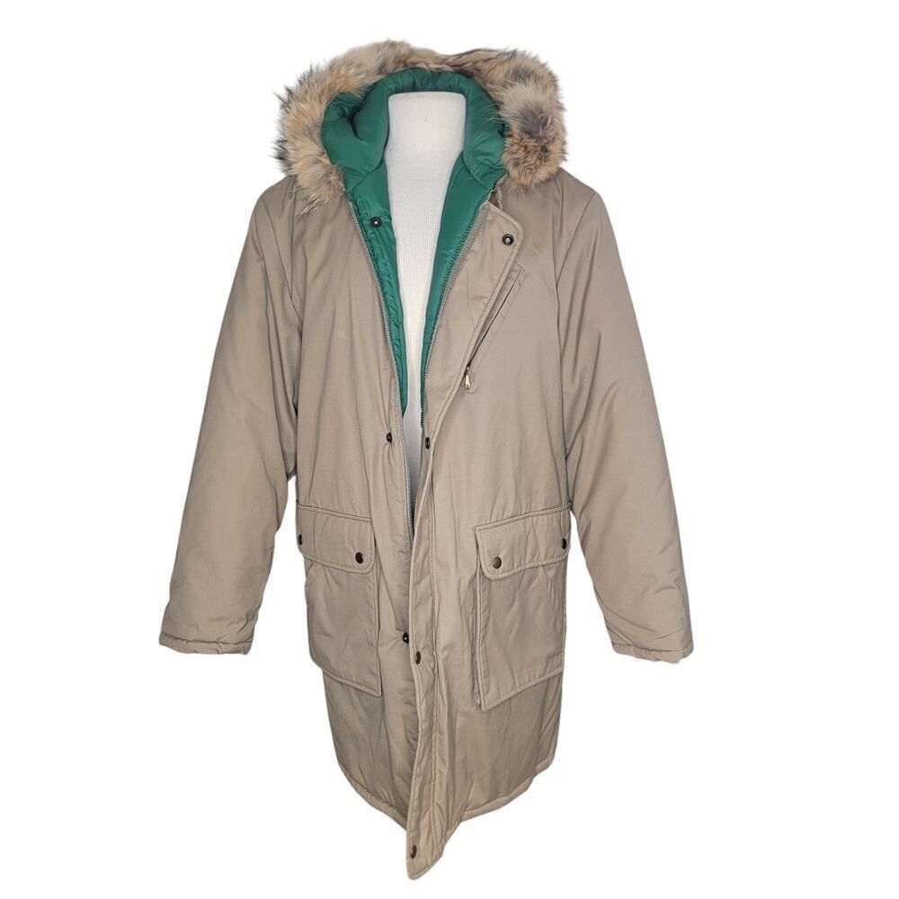 Vinitage Sears Fieldmaster Fur Collar Zipper & Button Front Winter Coat Size L